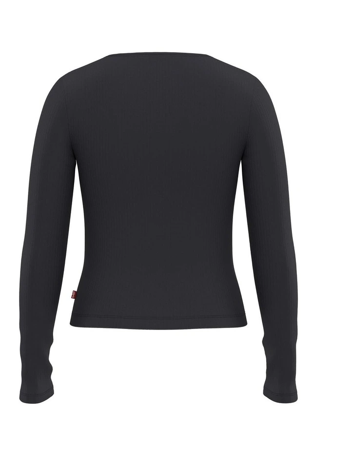 PL Austen Button Through Long Sleeve Top in Anthracite Night image 2