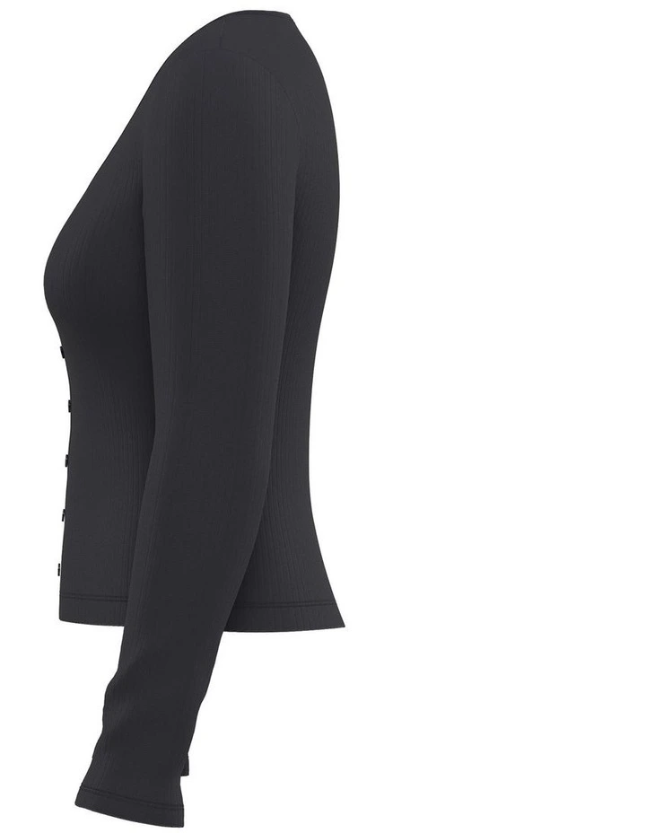 PL Austen Button Through Long Sleeve Top in Anthracite Night image 3