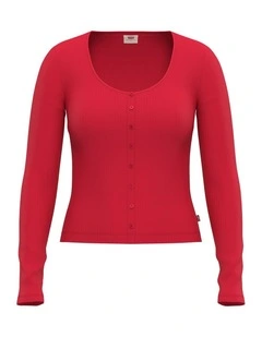 PL Austen Button Through LS in True Red