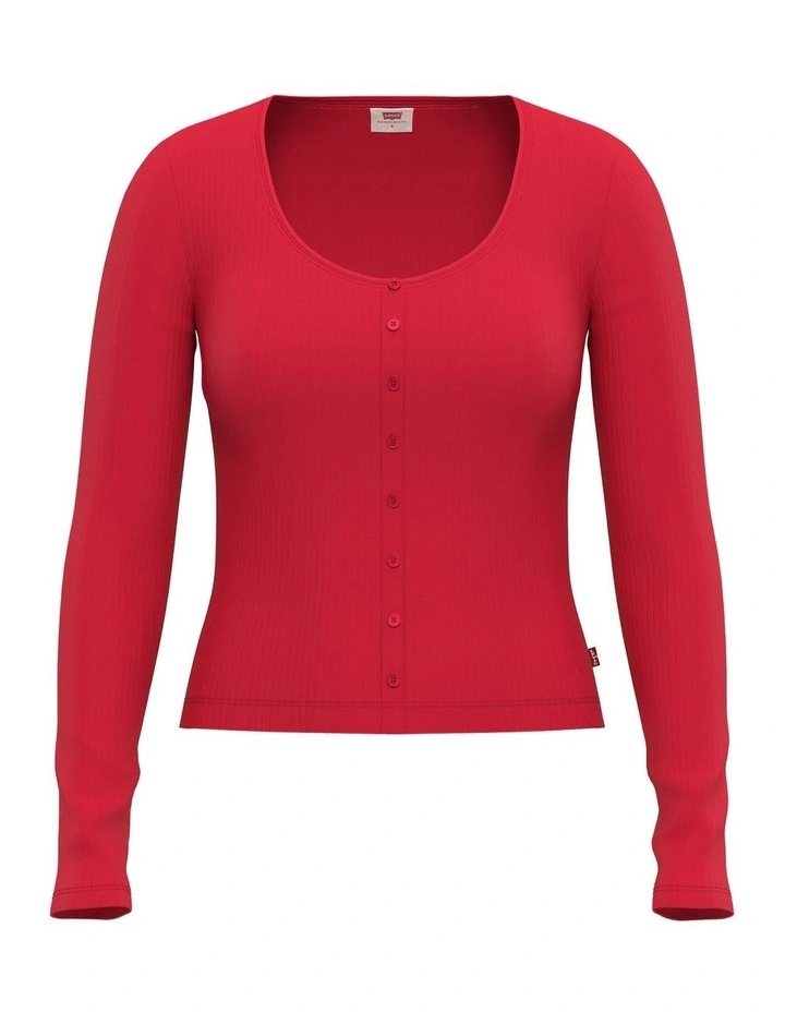 PL Austen Button Through LS in True Red image 1