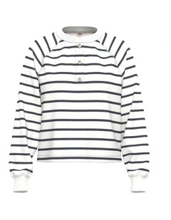 PL Lassen Henley T-shirt in Brandy Stripe Navy Blazer Egret