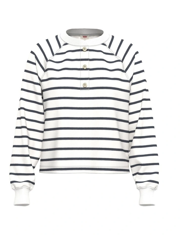 PL Lassen Henley T-shirt in Brandy Stripe Navy Blazer Egret image 1