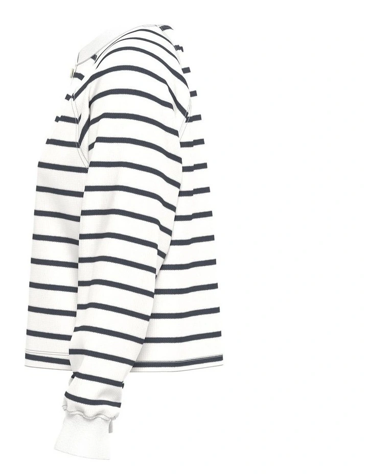 PL Lassen Henley T-shirt in Brandy Stripe Navy Blazer Egret image 3