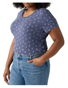 Hayes Short-Sleeve T-Shirt Curve in Floral Blue Indigo