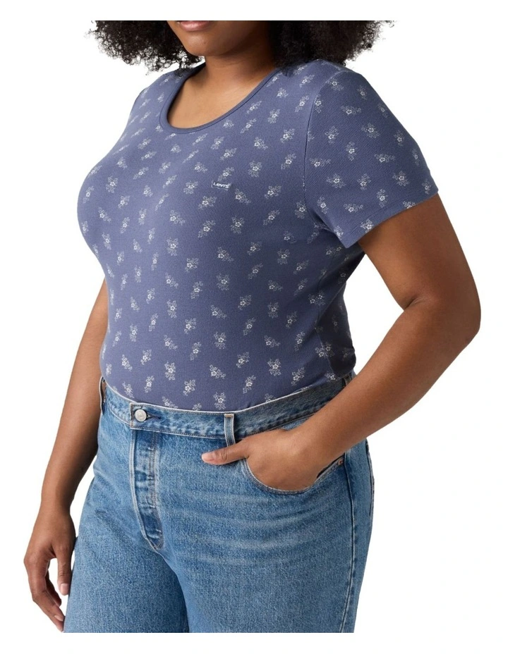 Hayes Short-Sleeve T-Shirt Curve in Floral Blue Indigo image 1