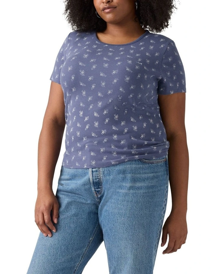 Hayes Short-Sleeve T-Shirt Curve in Floral Blue Indigo image 4