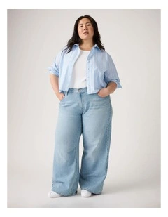 Plus Cinch Baggy Jeans in Invested Indigo