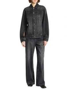 The Runaways Trucker Jacket in Washed Black