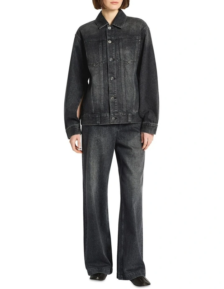 The Runaways Trucker Jacket in Washed Black image 1