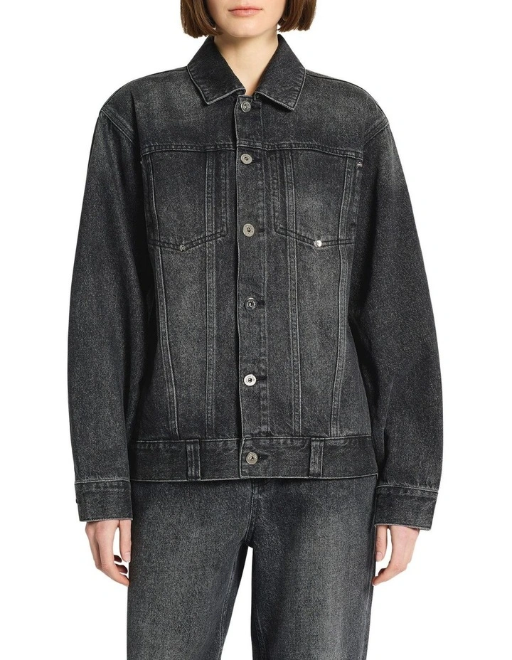 The Runaways Trucker Jacket in Washed Black image 3