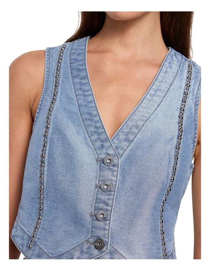 Glossed Embellished Vest in Indigo image 3