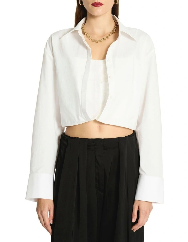 Romee Cropped Shirt in White image 4