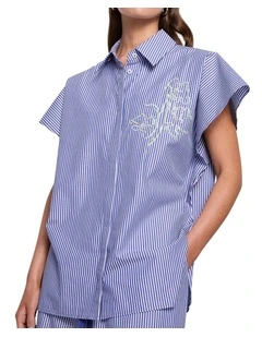 Blurred Shirt in Blue/Off White