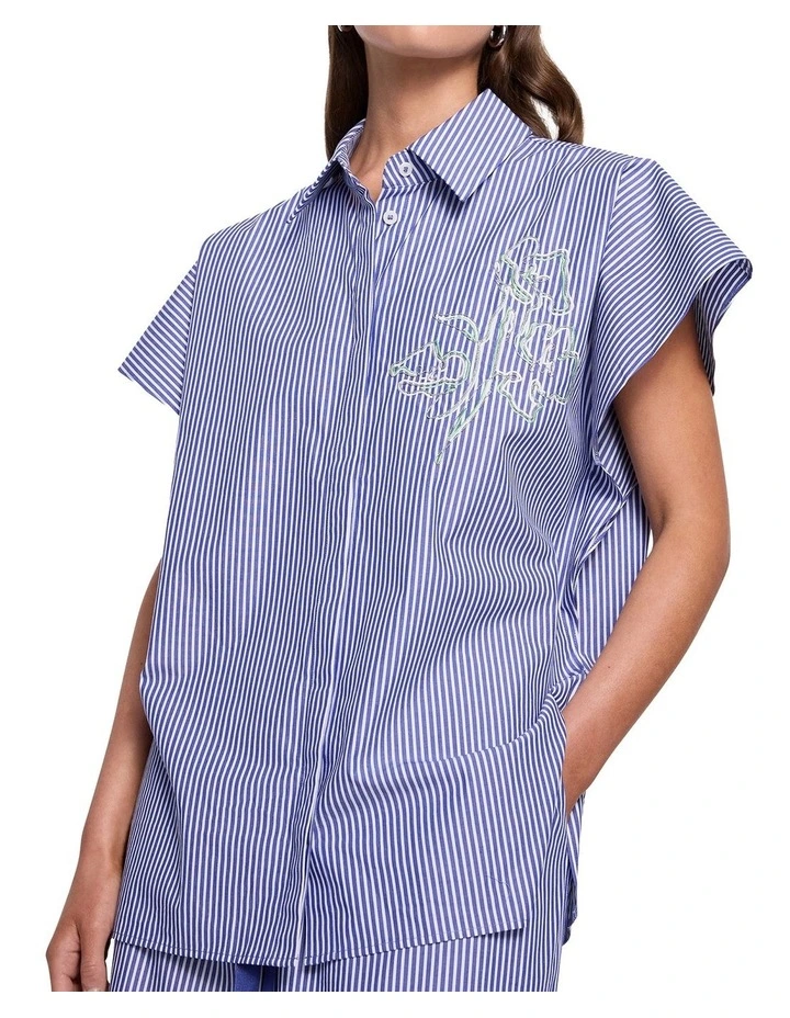 Blurred Shirt in Blue/Off White image 1