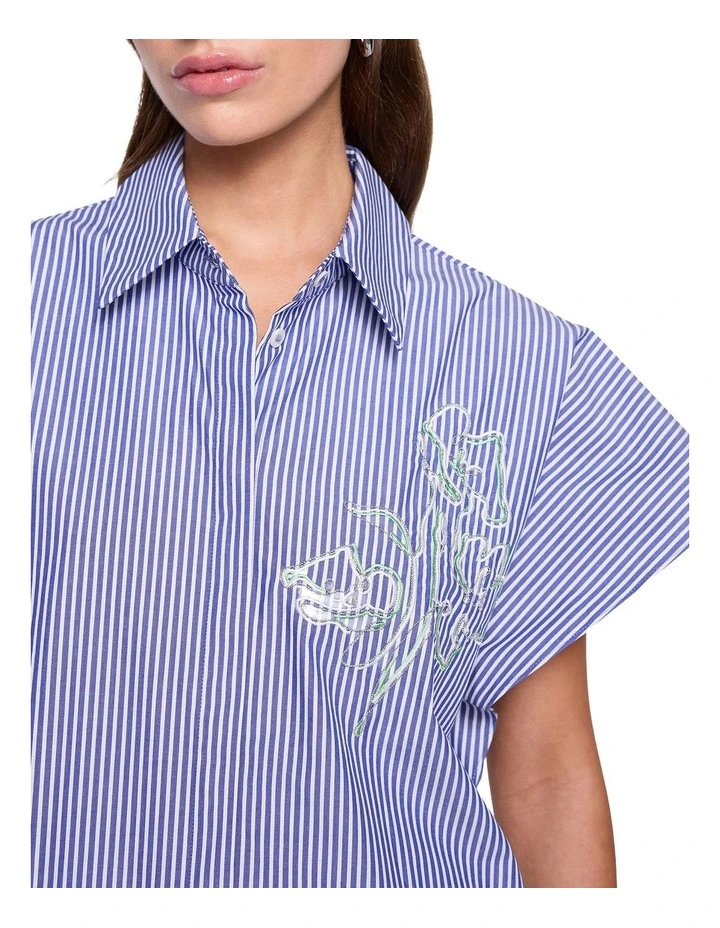 Blurred Shirt in Blue/Off White image 3