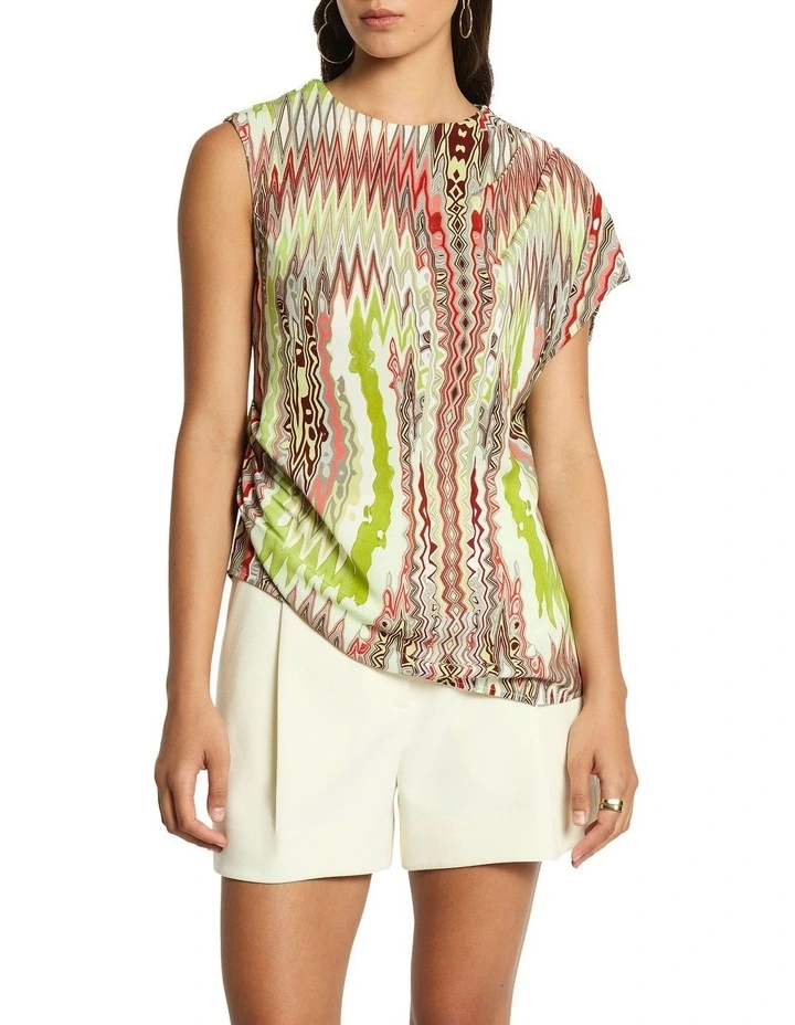 Phoenix Gathered Top in Print image 4