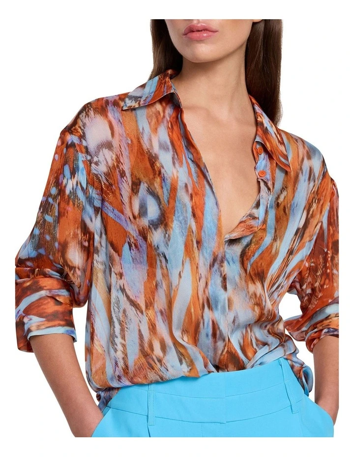 Intermix Chiffon Shirt in Print image 1