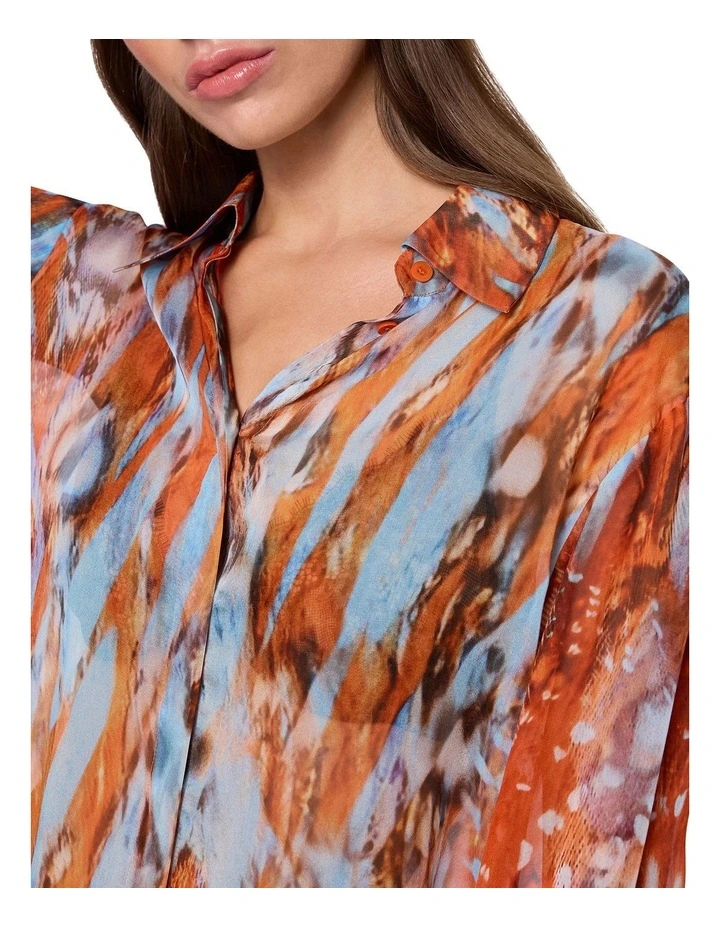 Intermix Chiffon Shirt in Print image 3