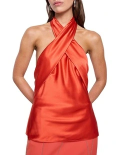 After Midnight Halter Top in Tangerine