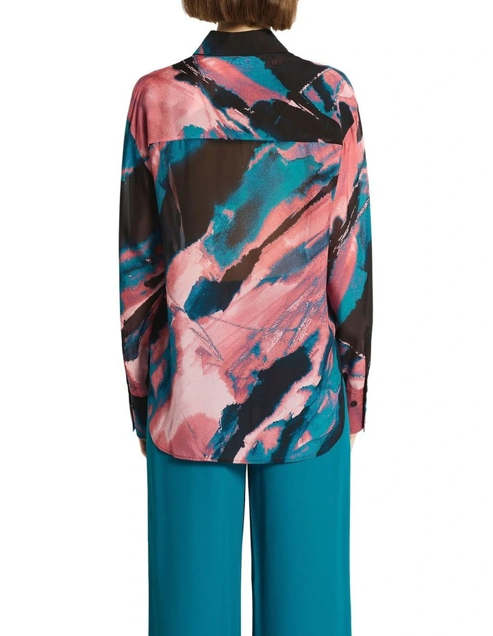 Artique Silk Chiffon Shirt in Print image 2