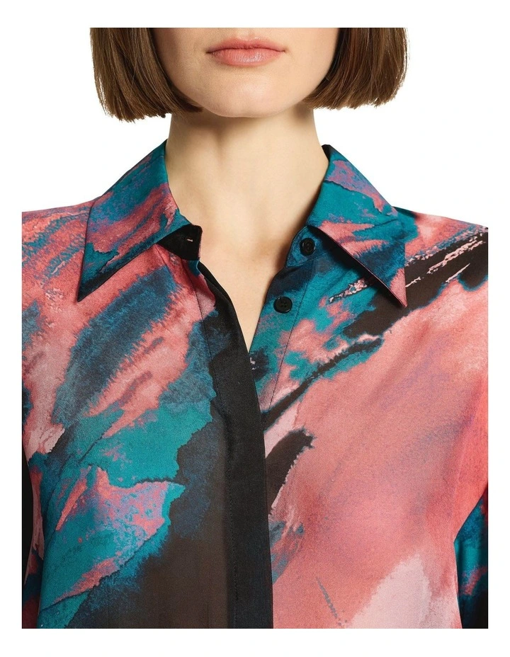 Artique Silk Chiffon Shirt in Print image 4
