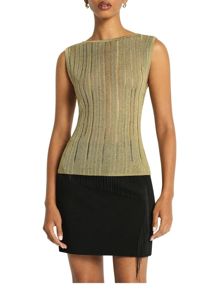 Raven Metallic Knit Tank in Brass image 2