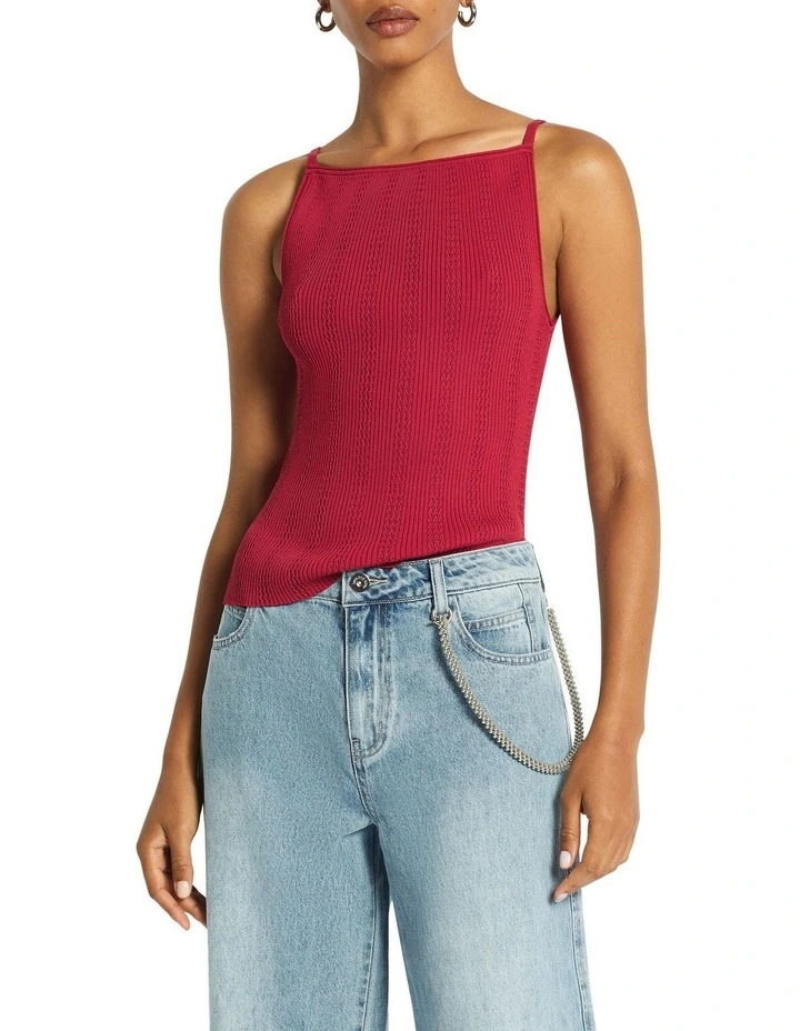 Dita Square Neck Knit Tank in Pomegranate image 2