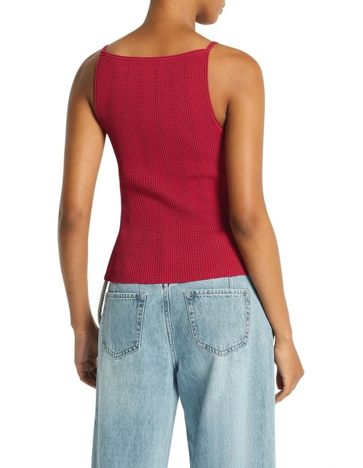 Dita Square Neck Knit Tank in Pomegranate image 3