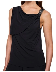 Material Girl Jersey Top in Black