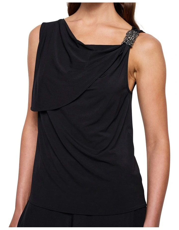 Material Girl Jersey Top in Black image 1