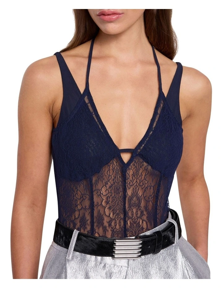Amuse Lace Bodysuit in Navy image 1