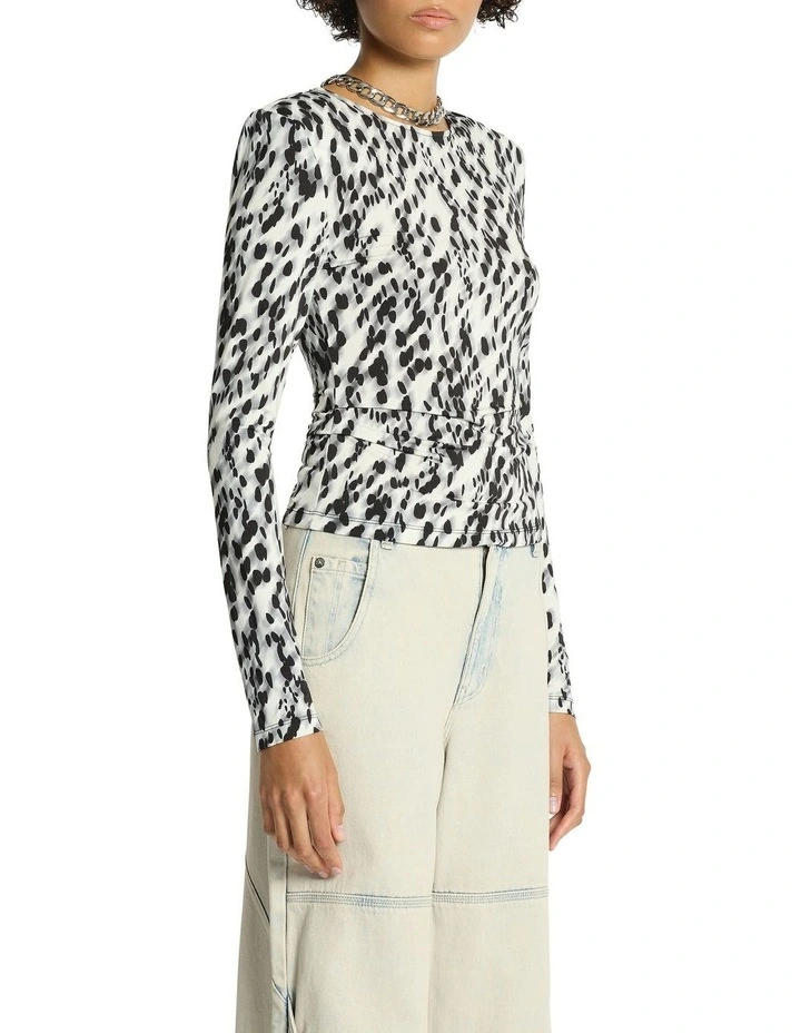 Dalmata Long Sleeve Top in Multi image 3
