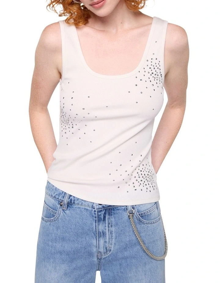 Moonlighting Embellished Tank in Ivory image 1