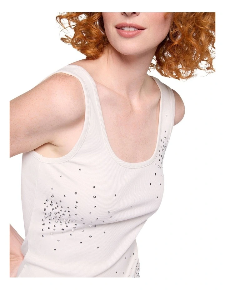 Moonlighting Embellished Tank in Ivory image 3