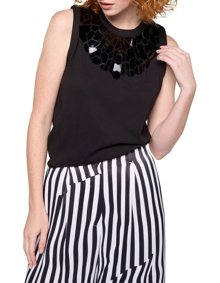Mosaic Mirror Tank in Black image 1
