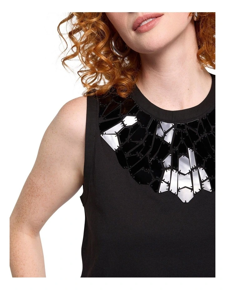 Mosaic Mirror Tank in Black image 3