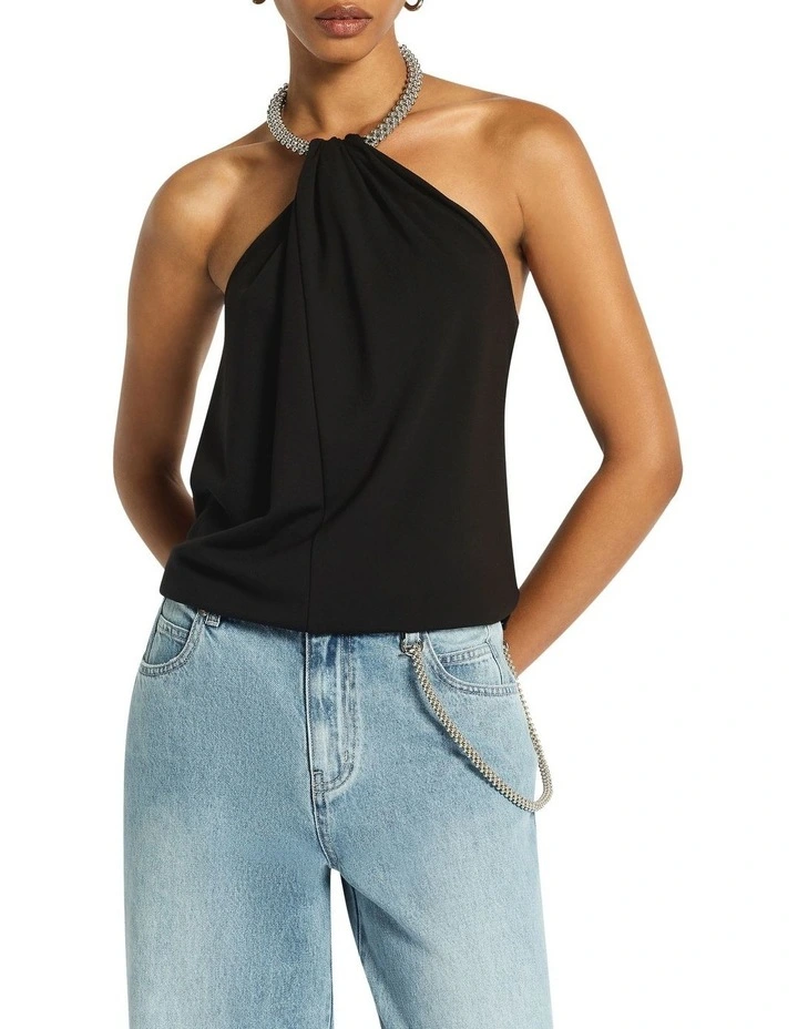 Monroe Halterneck Top in Black image 2