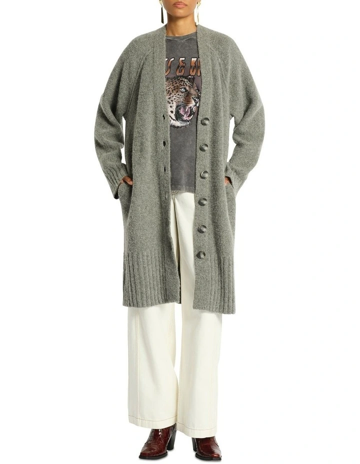 Halo Knit Cardigan in Mid Grey image 1