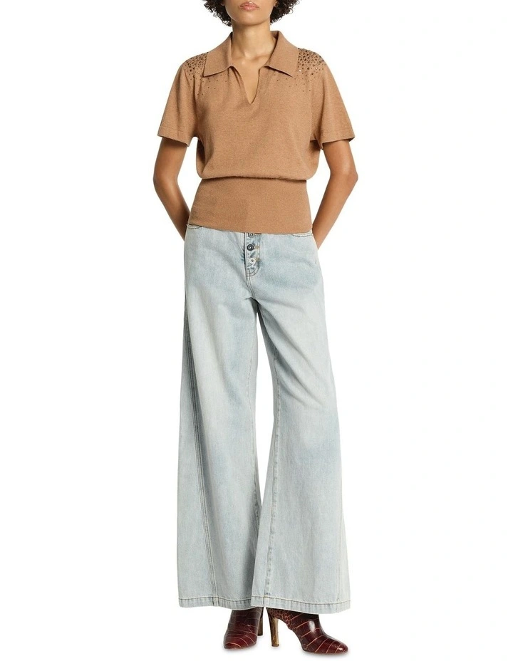 Lexi Embellished Knit Top in Acorn image 1