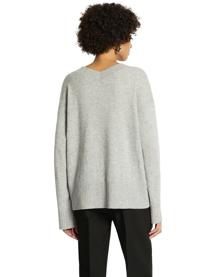 Lucillian V Neck Knit Top in Grey image 2