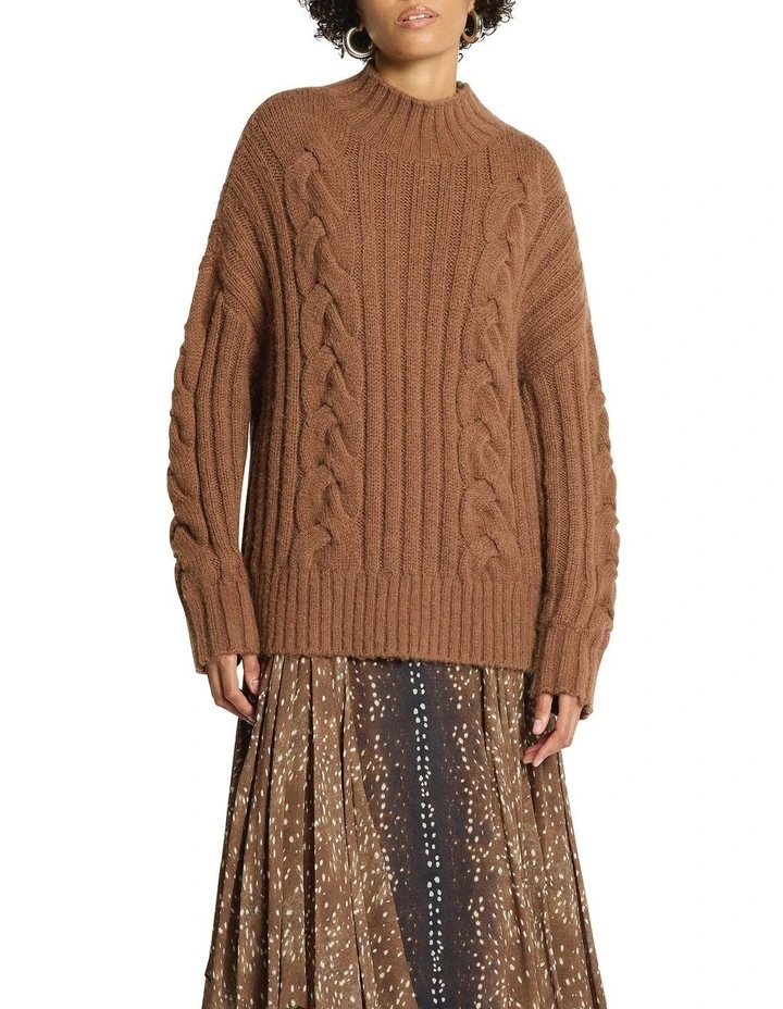 Juniper Cable Knit Jumper in Acorn image 4