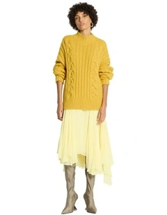 Juniper Cable Knit Jumper in Lemon Zest