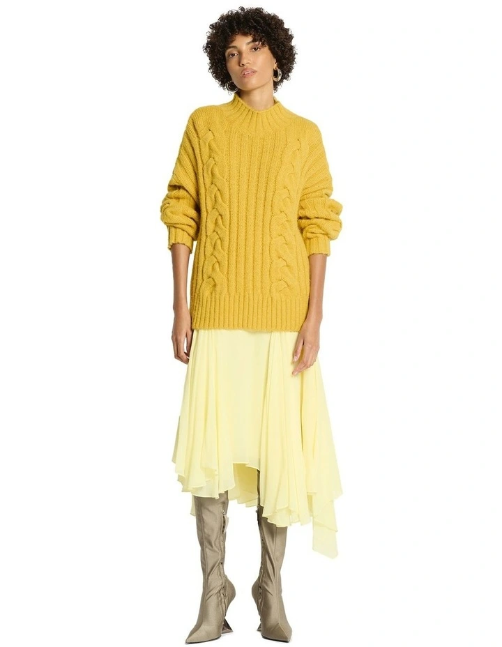Juniper Cable Knit Jumper in Lemon Zest image 1