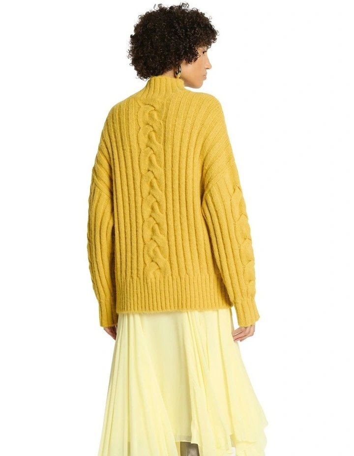Juniper Cable Knit Jumper in Lemon Zest image 2