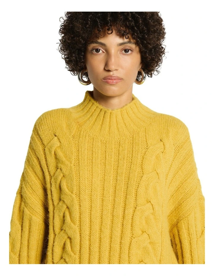 Juniper Cable Knit Jumper in Lemon Zest image 3