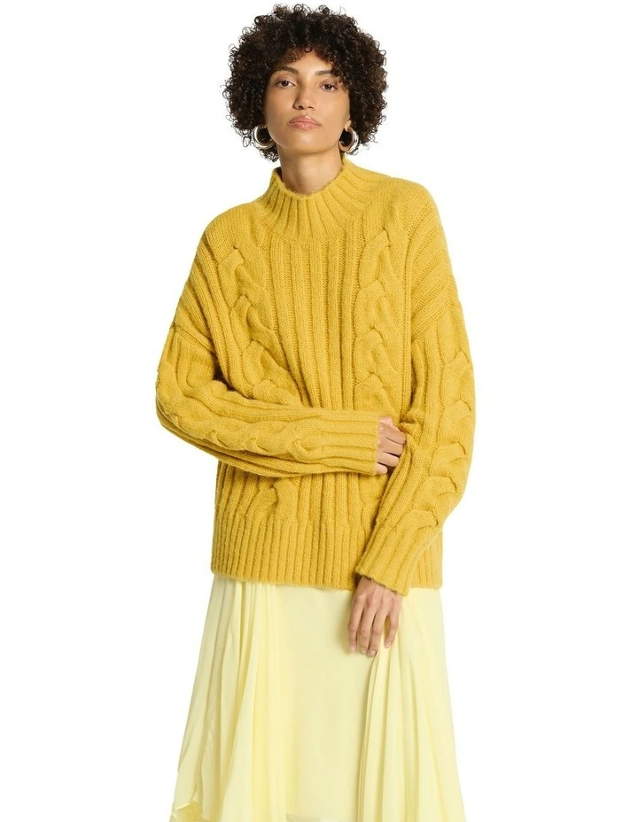 Juniper Cable Knit Jumper in Lemon Zest image 4