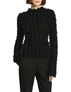 Birds Of A Feather Knit Top in Black
