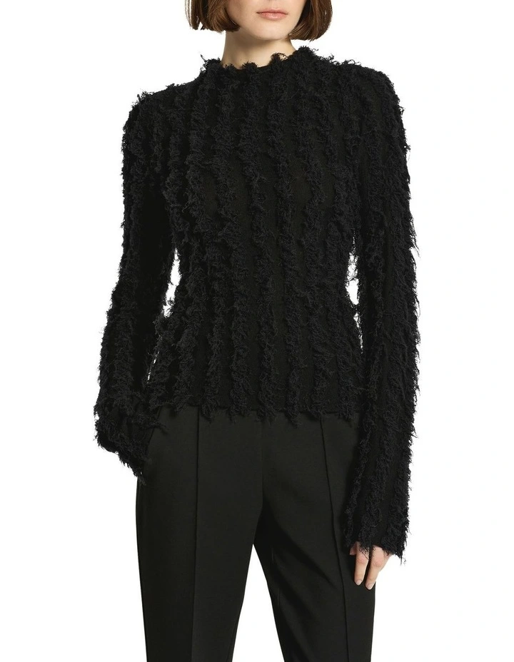 Birds Of A Feather Knit Top in Black image 1