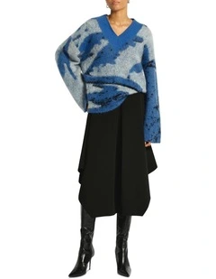 Metamorphic Knit Jumper in Blue Jacquard