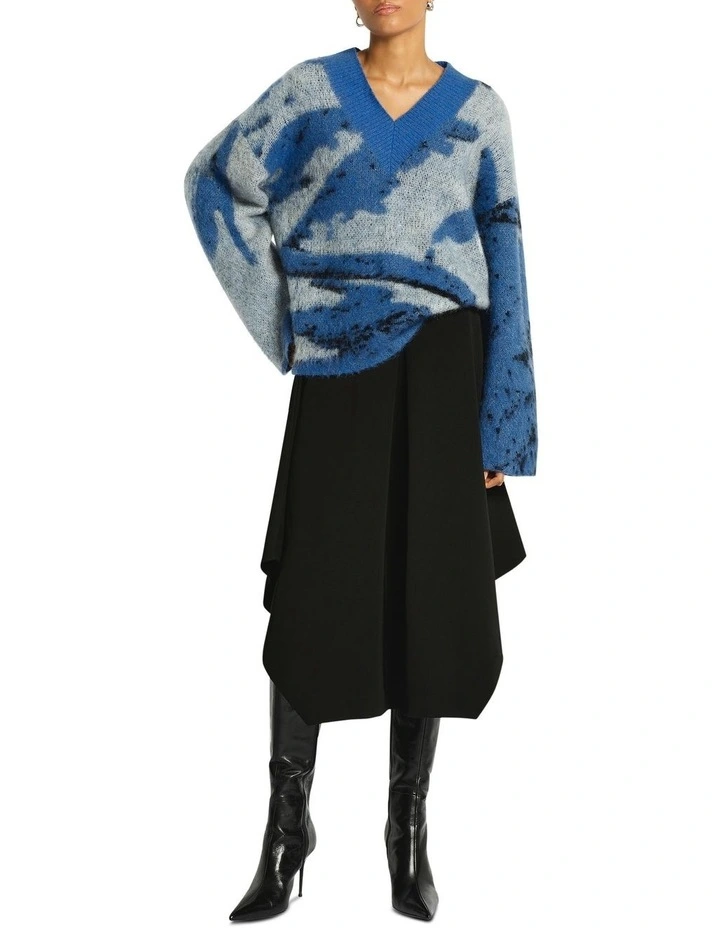 Metamorphic Knit Jumper in Blue Jacquard image 1